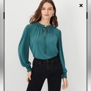 NWT Ann Taylor Gathered Tie Neck Top
